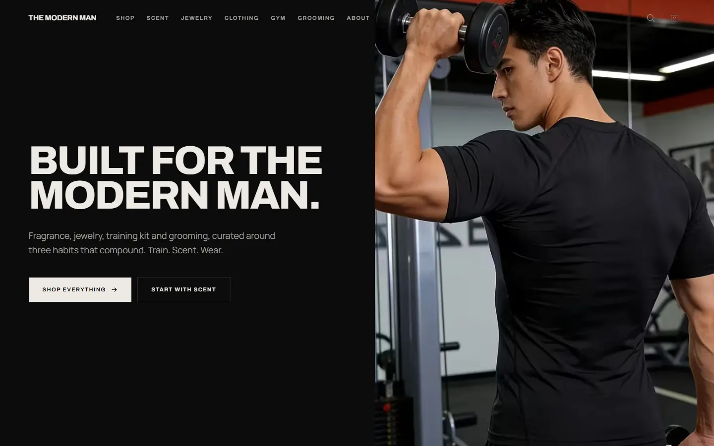 The Modern Man webshop, scrolled from top to bottom